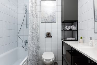 A bathroom finished with tile